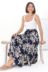 Frigg Maxi Skirt - High Waisted Tiered Skirt in Floral Print