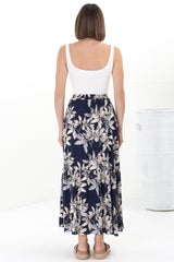 Frigg Maxi Skirt - High Waisted Tiered Skirt in Floral Print