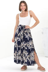 Frigg Maxi Skirt - High Waisted Tiered Skirt in Floral Print