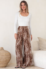 Fritz Pants - High Waisted Wide Leg Pants with Sports Stripe Side Seams in Talon Print