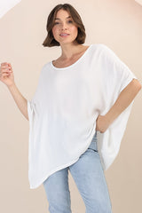 Garcia Top - Free-Size Drape Batwing Sleeve Top in White