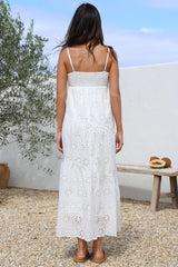 Giulia Maxi Dress - Floral Embroidered Sun Dress in White