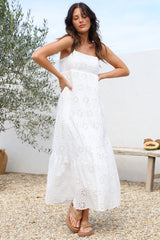 Giulia Maxi Dress - Floral Embroidered Sun Dress in White