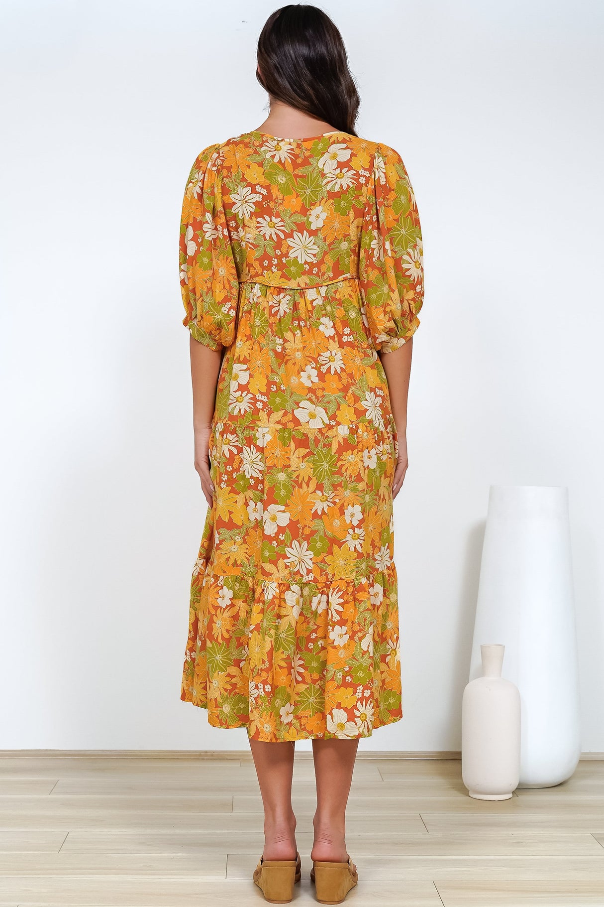 Gloria Maxi Dress - Tiered Smock Dress in Camira Print