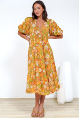 Gloria Maxi Dress - Tiered Smock Dress in Camira Print
