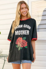 Good Mother Tee - Graphic Print Short Sleeve T-Shirt in Black