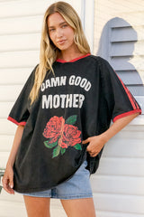 Good Mother Tee - Graphic Print Short Sleeve T-Shirt in Black
