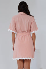 Gotte Mini Dress Shirt Mini Dress in Dusty Pink