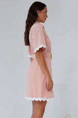 Gotte Mini Dress Shirt Mini Dress in Dusty Pink