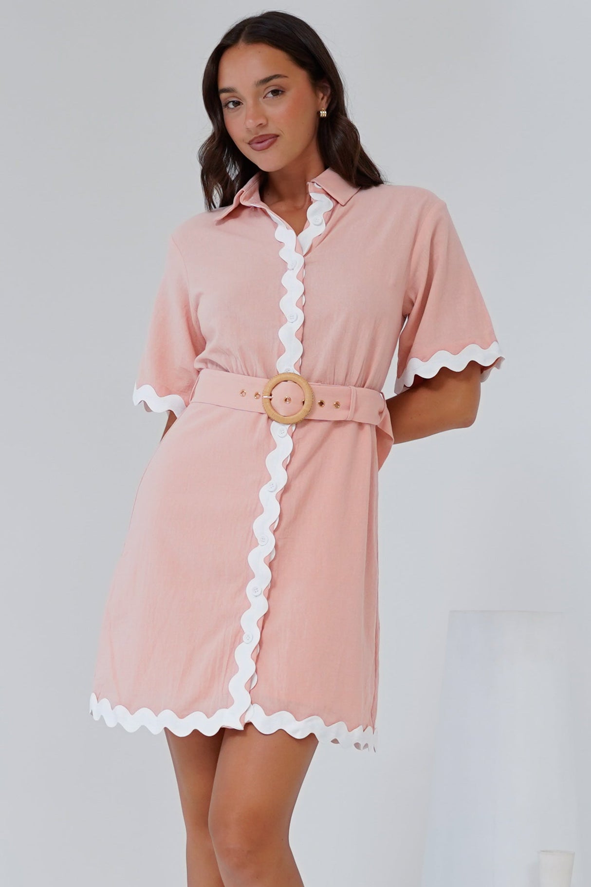 Gotte Mini Dress Shirt Mini Dress in Dusty Pink