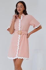 Gotte Mini Dress Shirt Mini Dress in Dusty Pink