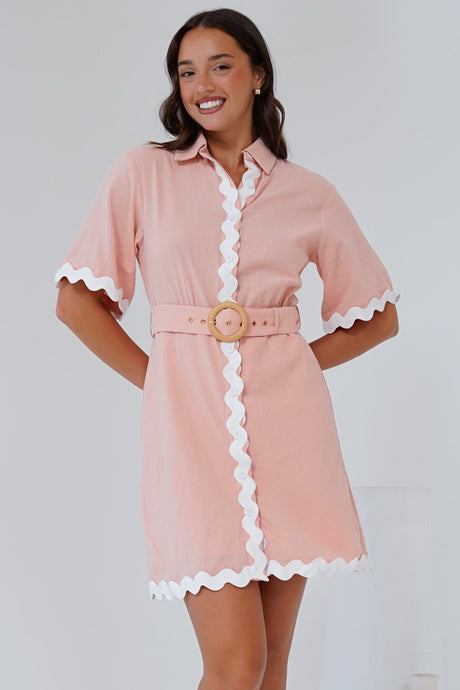 Gotte Mini Dress Shirt Mini Dress in Dusty Pink