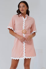 Gotte Mini Dress Shirt Mini Dress in Dusty Pink