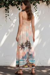 Model wearing Gretal Maxi Dress in Darya Print from Salty Crush