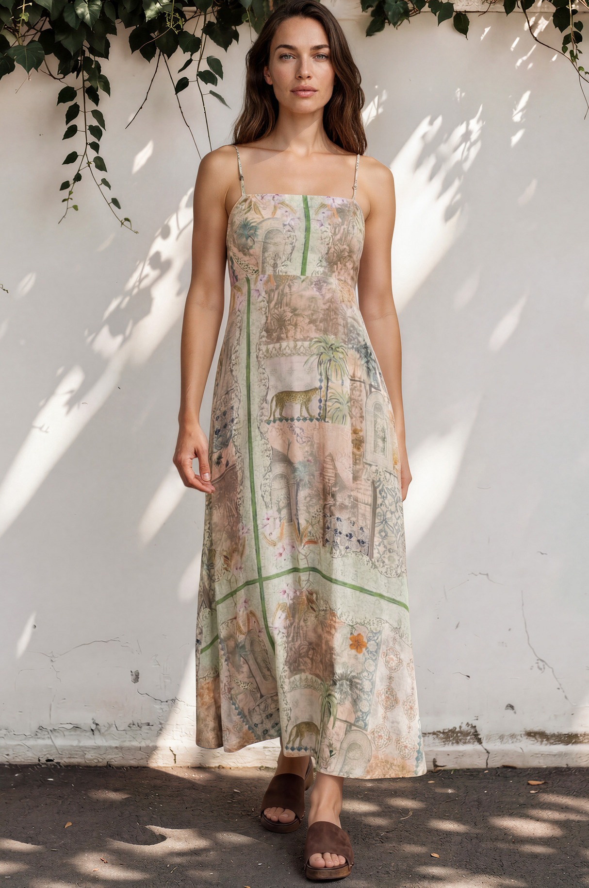 Model wearing Gretal Maxi Dress in Tempest Print from Salty Crush
