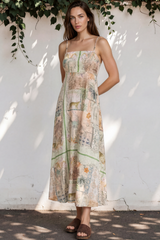 Model wearing Gretal Maxi Dress in Tempest Print from Salty Crush