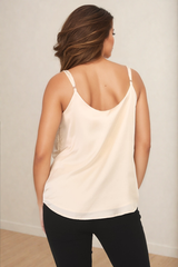 Hazel Top - Lace V Neckline Camisole with Adjustable Straps in Cream