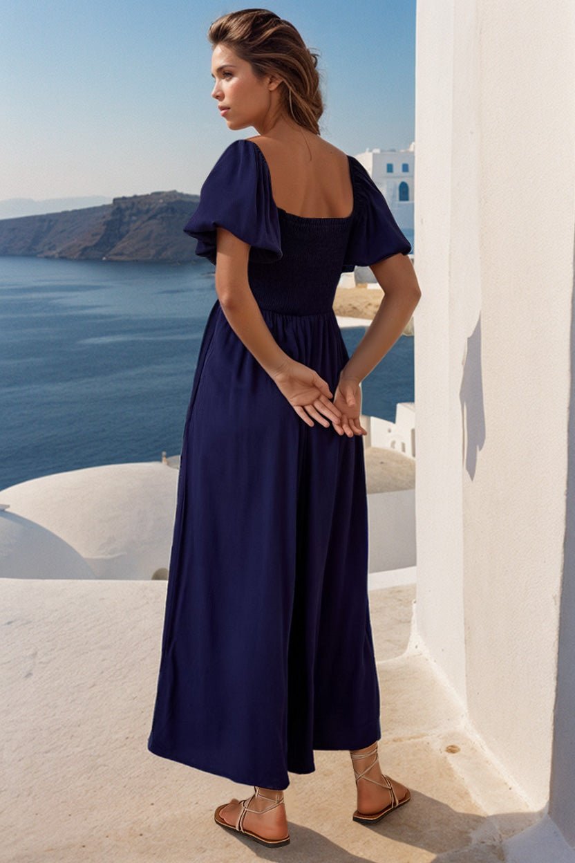 Elsa Jumpsuit - On or Off Shoulder Wide Leg Jumpsuit in Navy