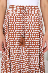 Hellen Maxi Skirt - High Waisted Skirt with Front Splits in Maryanne Print Tan