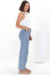 Harlan Jeans - High Waisted Wide Leg Jeans in Light Denim