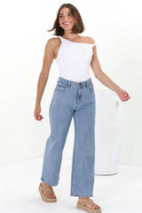 Harlan Jeans - High Waisted Wide Leg Jeans in Light Denim