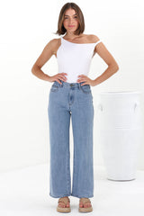 Harlan Jeans - High Waisted Wide Leg Jeans in Light Denim