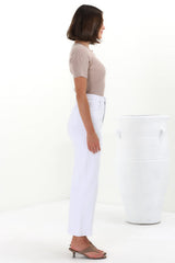 Harlan Jeans - High Waisted Wide Leg Jeans in White