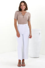 Harlan Jeans - High Waisted Wide Leg Jeans in White