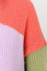 Hillary Cardigan - Cropped Colour Block Cardigan in Lilac