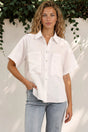 Model wearing Harvie Shirt in White from Salty Crush