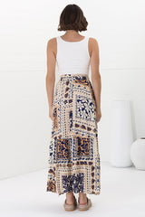 Hellen Maxi Skirt - High Waisted Skirt with Front Splits in Alphy Print