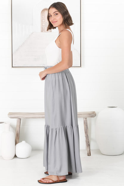 Hellen Maxi Skirt - High Waisted Skirt with Front Splits in Blue