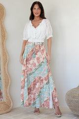 Hellen Maxi Skirt - High Waisted Skirt with Front Splits in Clavelle Print
