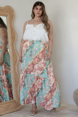 Hellen Maxi Skirt - High Waisted Skirt with Front Splits in Clavelle Print
