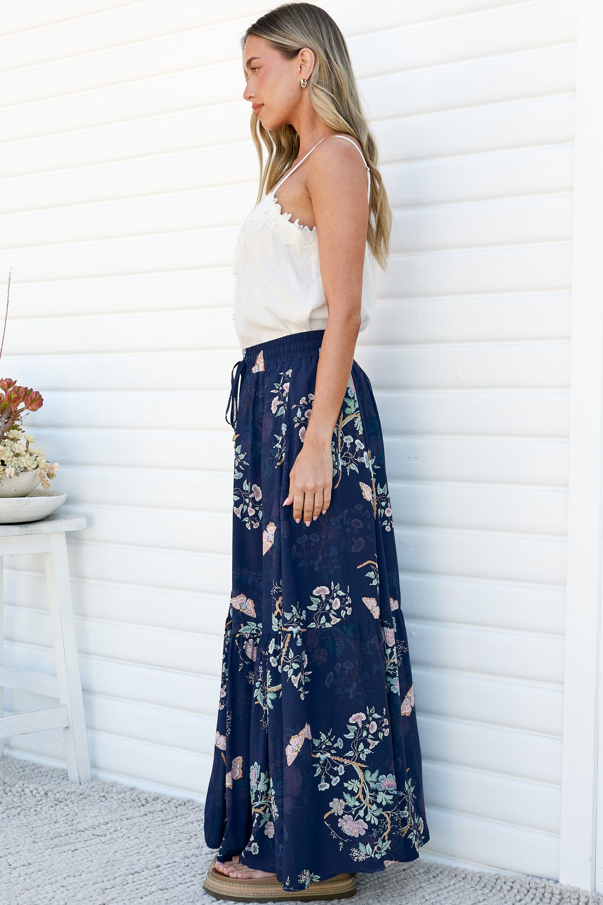 Hellen Maxi Skirt - High Waisted Skirt with Front Splits in Colette Print