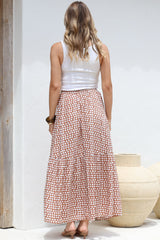 Hellen Maxi Skirt - High Waisted Skirt with Front Splits in Maryanne Print Tan