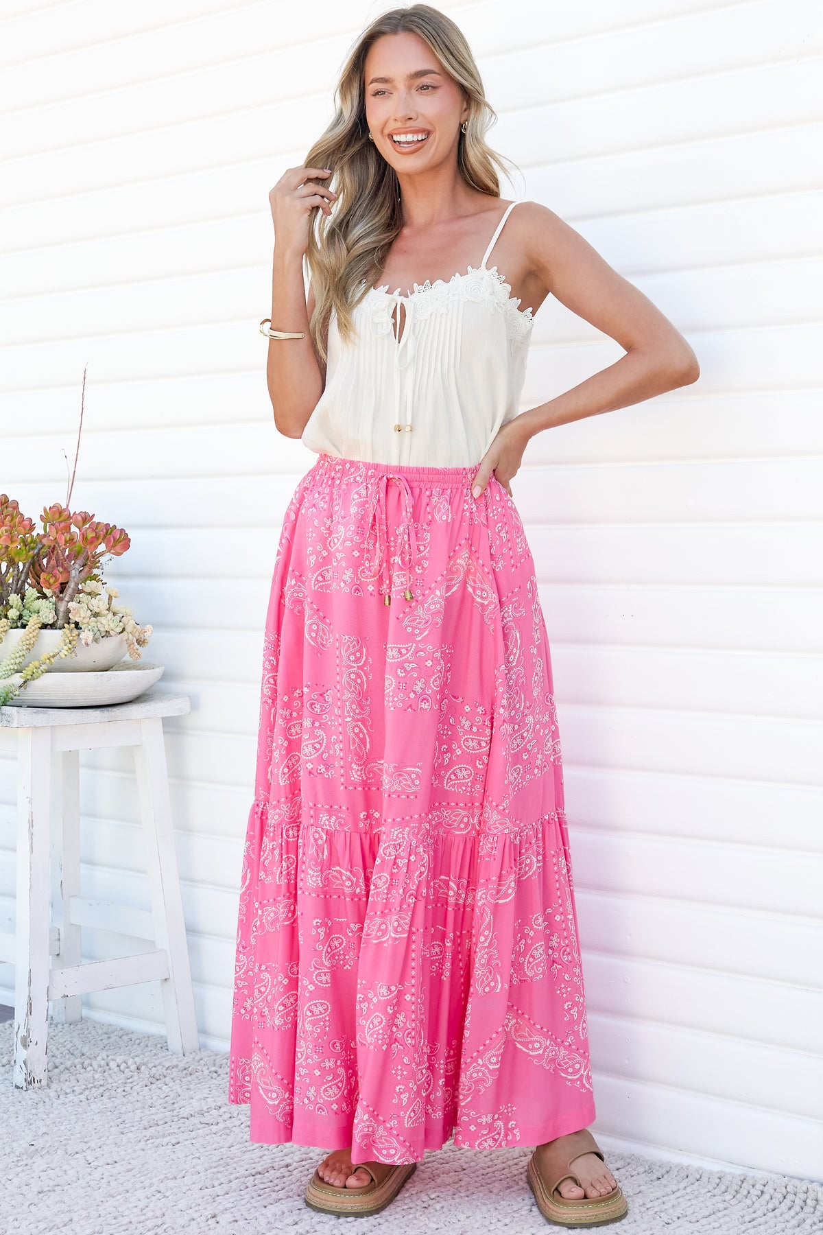 Hellen Maxi Skirt - High Waisted Skirt with Front Splits in Verity Print