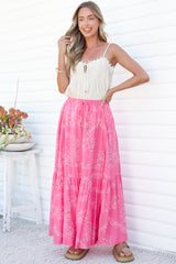 Hellen Maxi Skirt - High Waisted Skirt with Front Splits in Verity Print