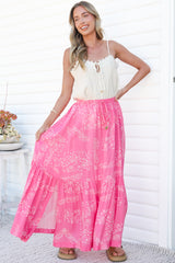 Hellen Maxi Skirt - High Waisted Skirt with Front Splits in Verity Print