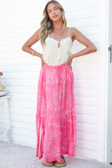 Hellen Maxi Skirt - High Waisted Skirt with Front Splits in Verity Print
