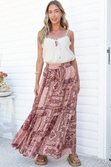 Hellen Maxi Skirt - High Waisted Skirt with Front Splits in Westwood Print