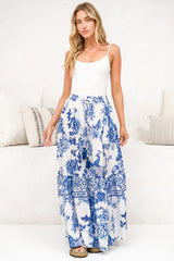 Hellen Maxi Skirt - High Waisted Skirt with Front Splits in Selva Print