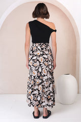 Hellen Maxi Skirt - High Waisted Skirt with Front Splits in Torah Print