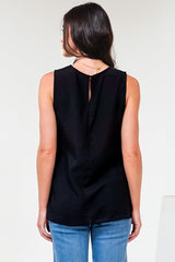 Hemingway Top - Asymmetrical Front High-Low V-Neck Sleeveless Top in Black