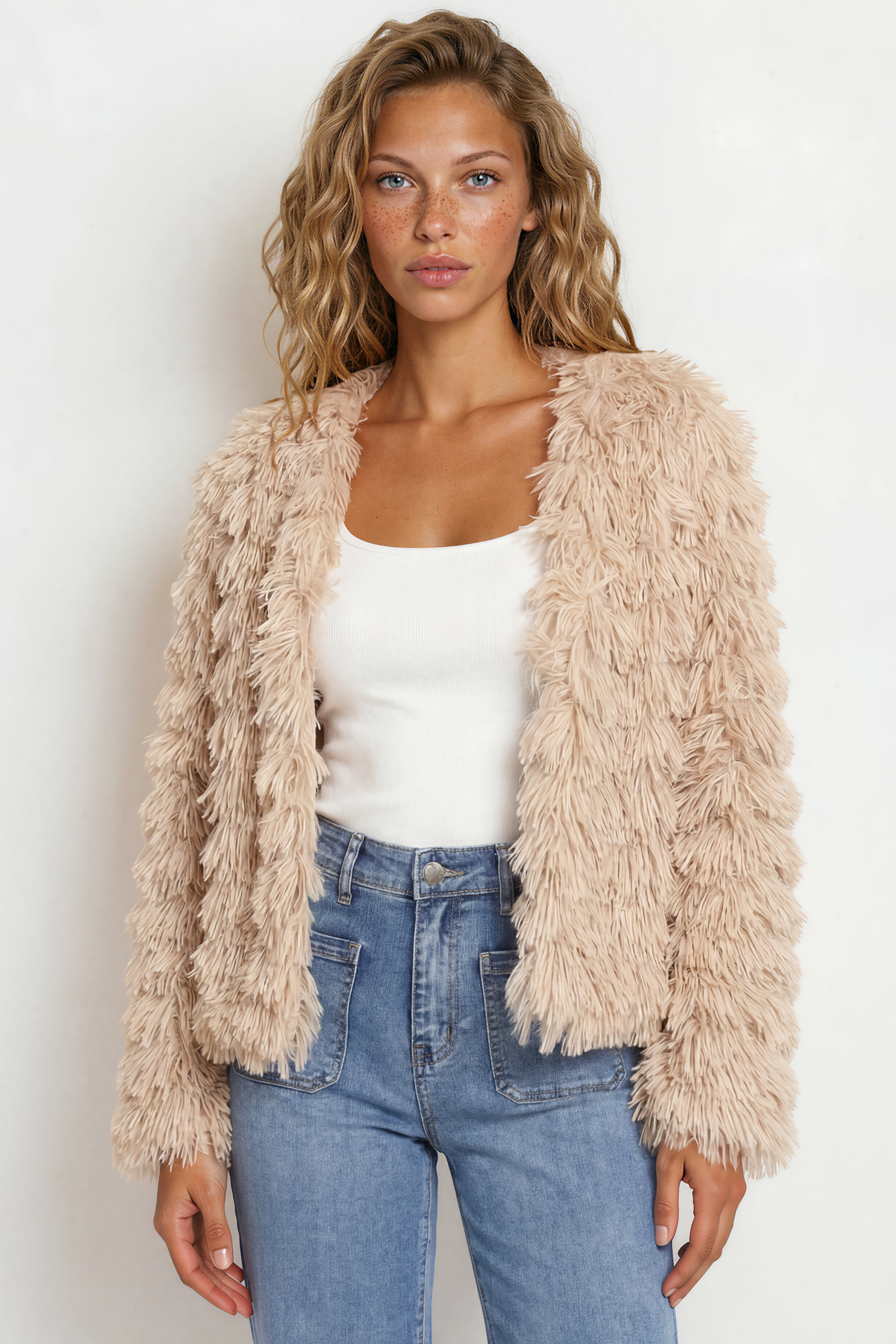 Hilton Jacket Faux Fur Open Front Jacket