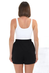 Hooper Shorts - Elasticated Waist Lounge Shorts in Black