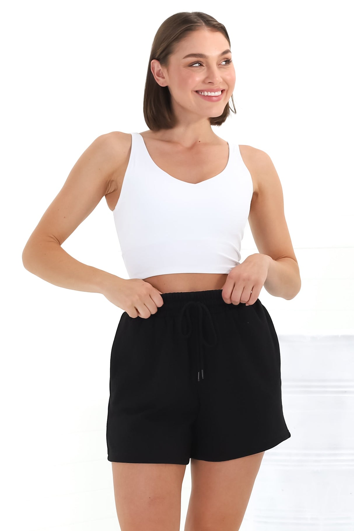 Hooper Shorts - Elasticated Waist Lounge Shorts in Black