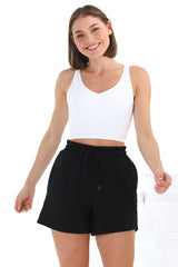 Hooper Shorts - Elasticated Waist Lounge Shorts in Black