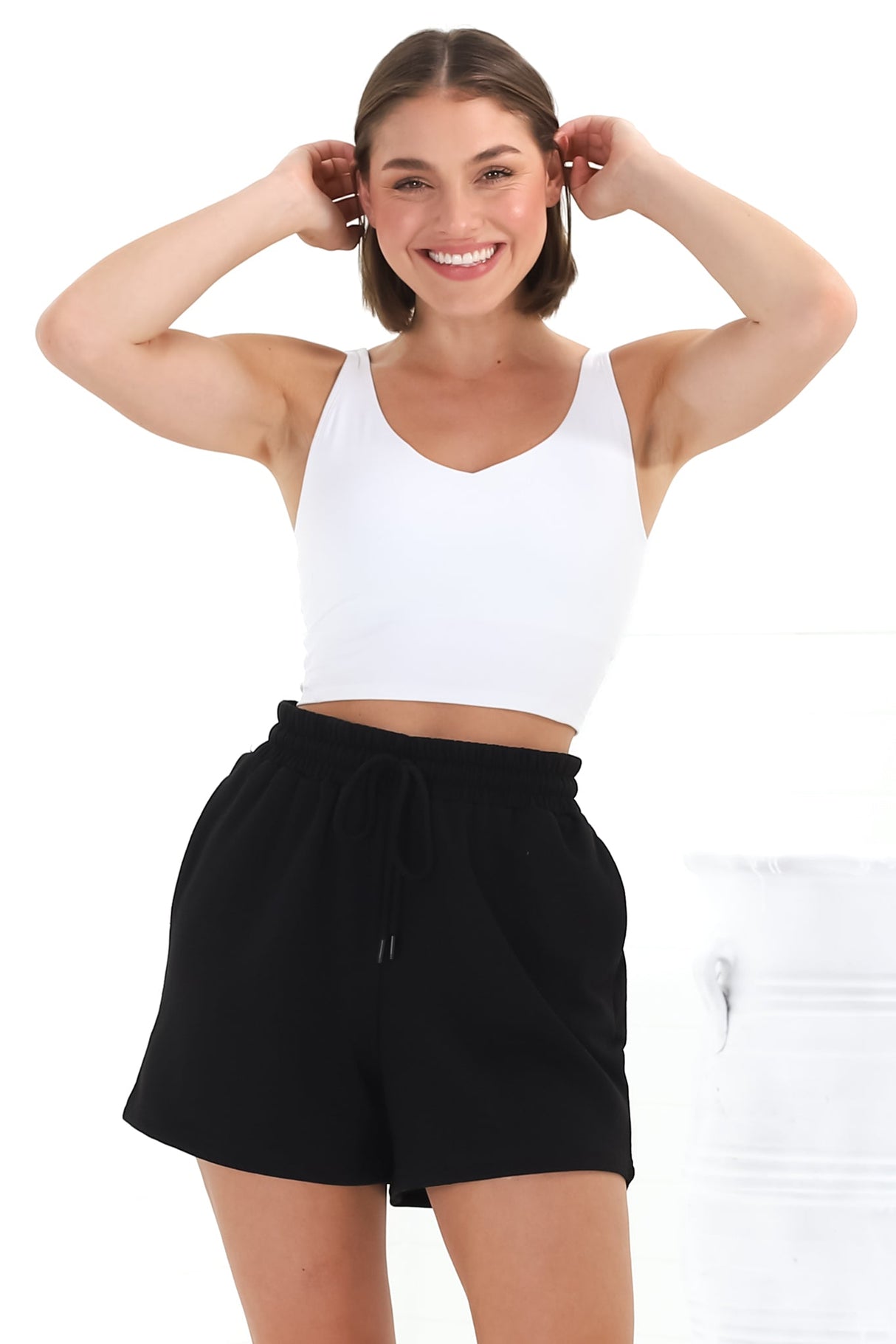 Hooper Shorts - Elasticated Waist Lounge Shorts in Black