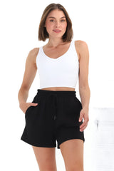 Hooper Shorts - Elasticated Waist Lounge Shorts in Black